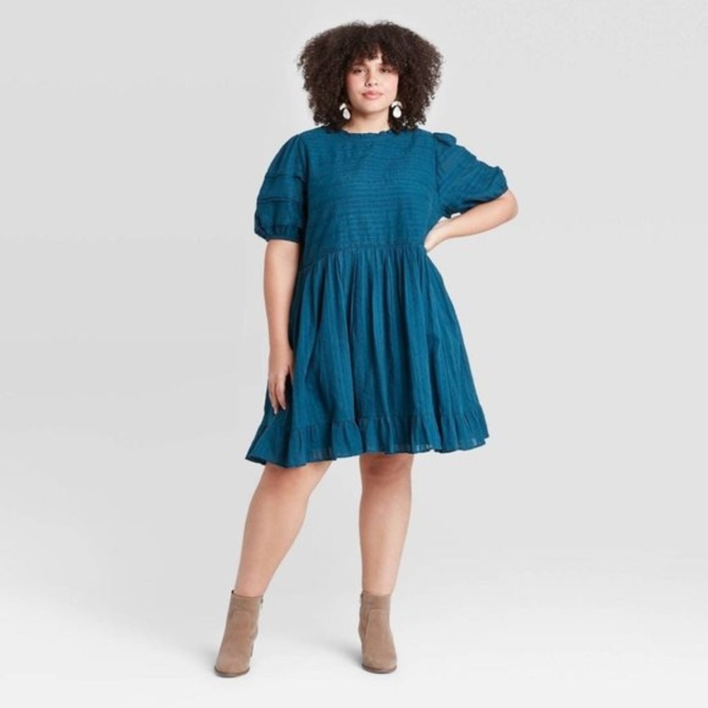 Universal Thread Puff Short-Sleeve Eyelet Dress